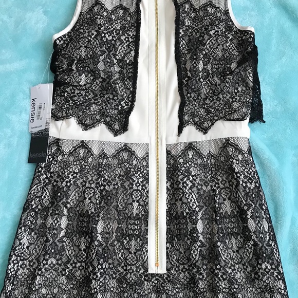 Black and cream colored dress with lace - Picture 6 of 7